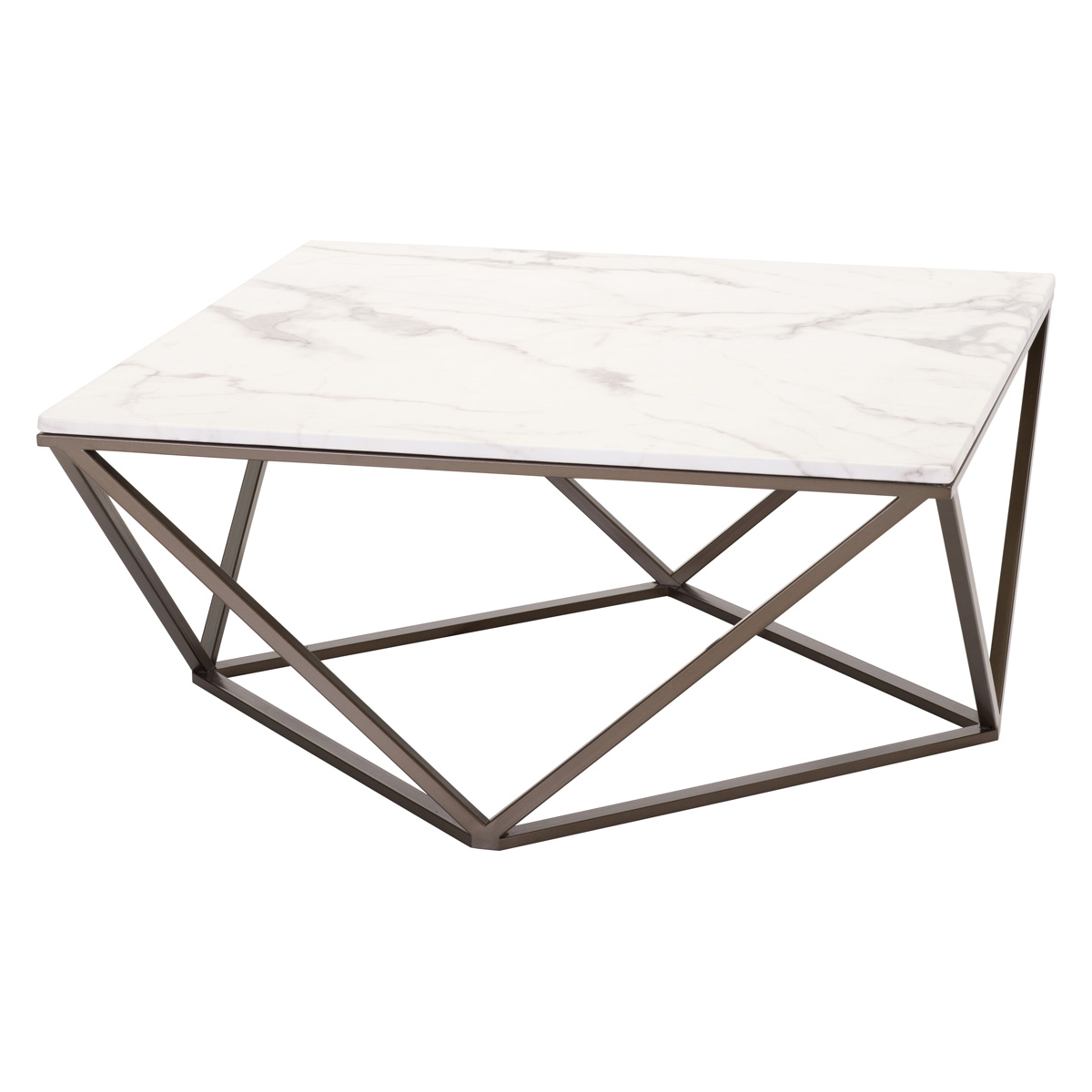 ZUO - Tintern Coffee Table in White/Antique Brass/Dark Brown