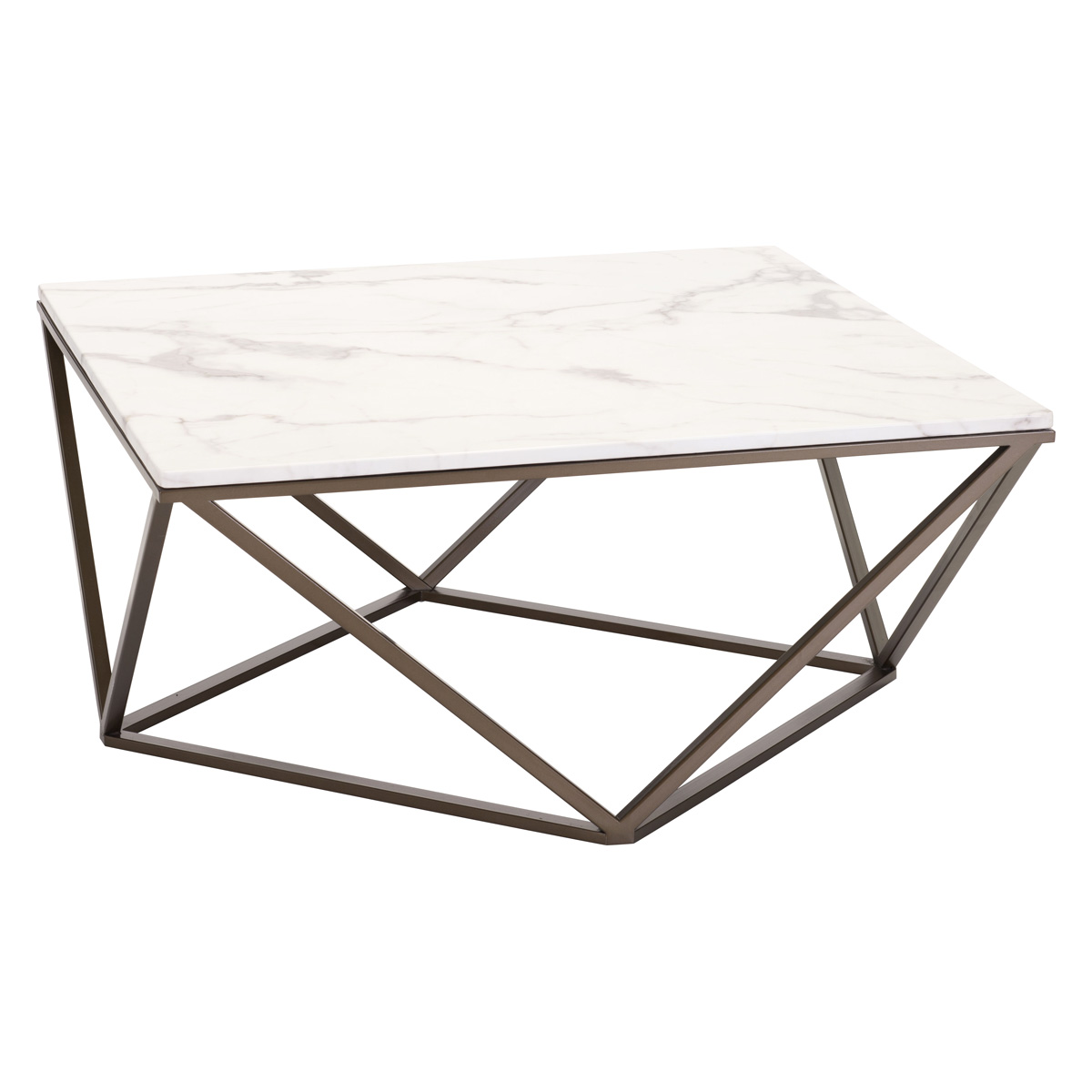 ZUO - Tintern Coffee Table in White/Antique Brass/Dark Brown