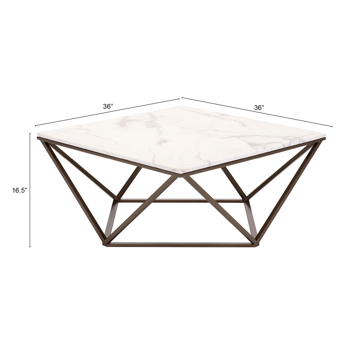 ZUO - Tintern Coffee Table in White/Antique Brass/Dark Brown