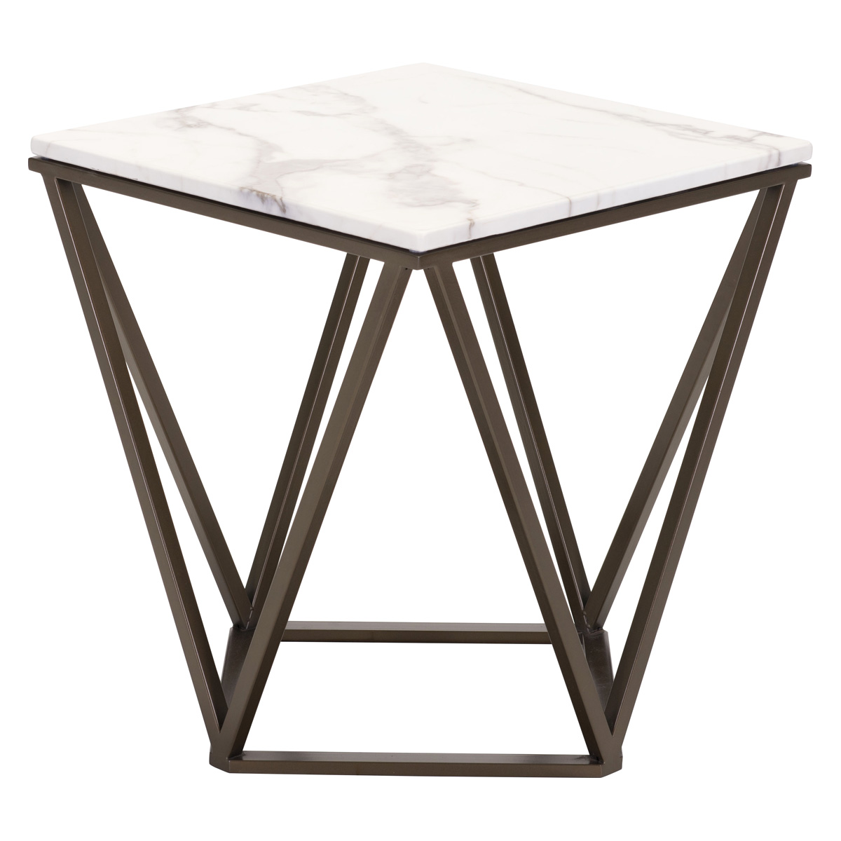 ZUO - Tintern End Table in White/Antique Brass/Dark Brown