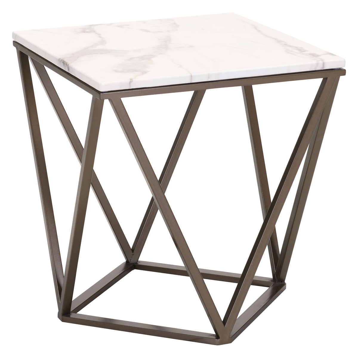 ZUO - Tintern End Table in White/Antique Brass/Dark Brown