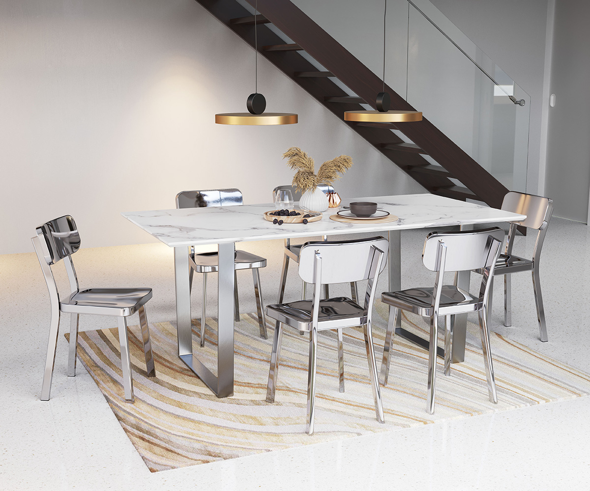 ZUO Atlas Dining Table - White/Silver