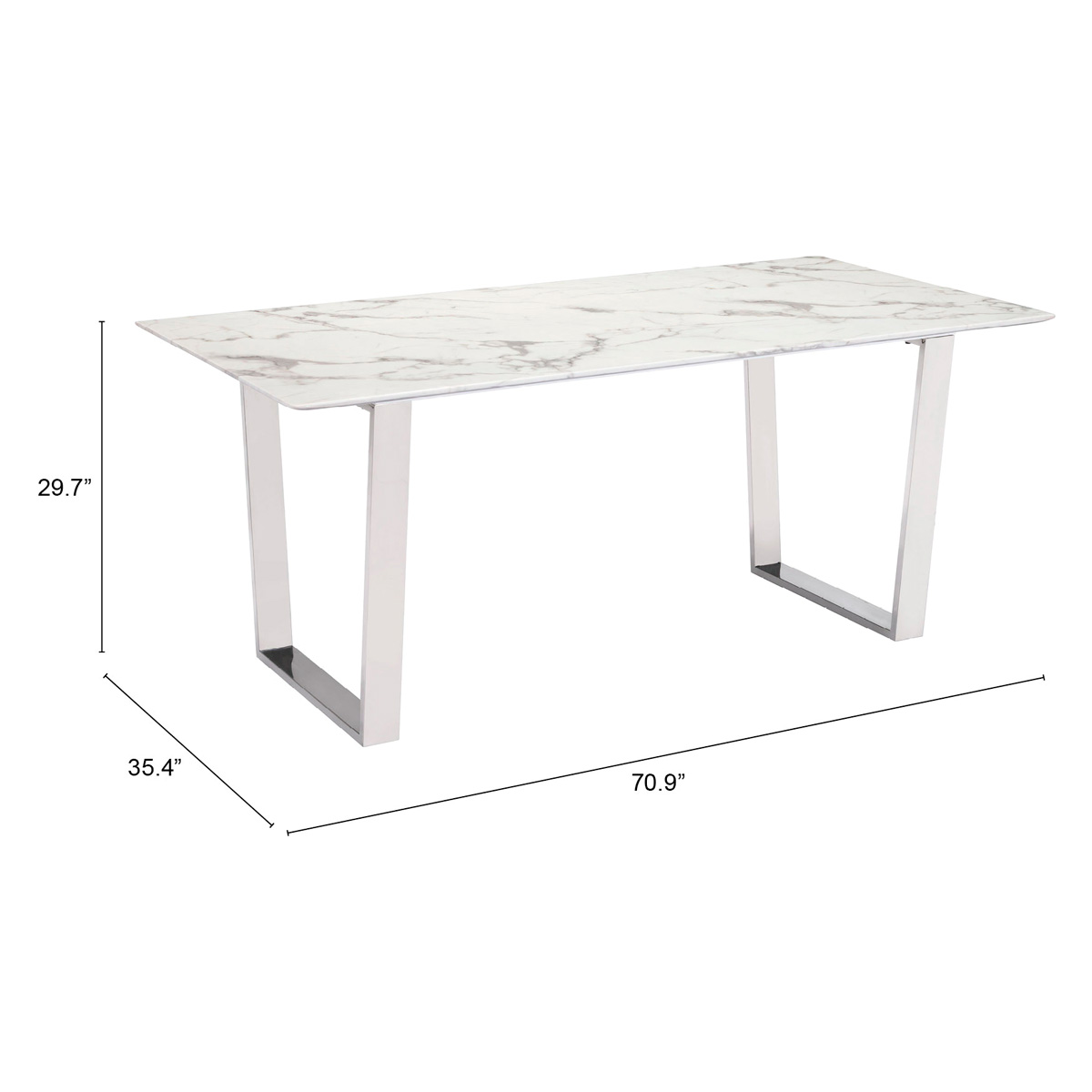 ZUO Atlas Dining Table - White/Silver