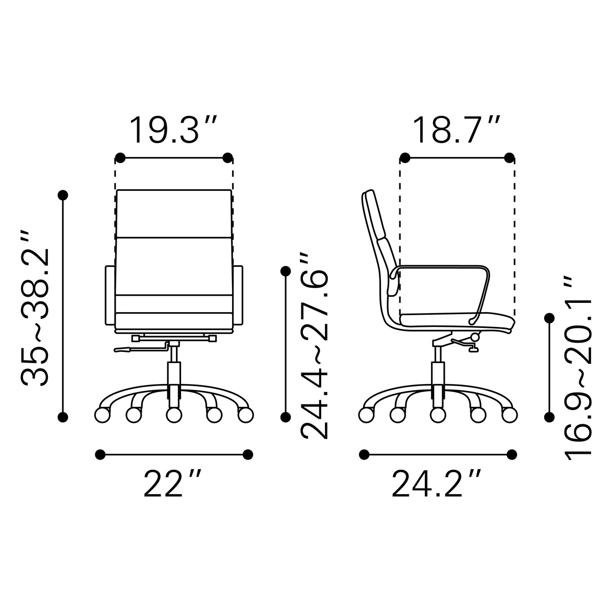 ZUO Ithaca Office Chair - Vintage Brown/Silver