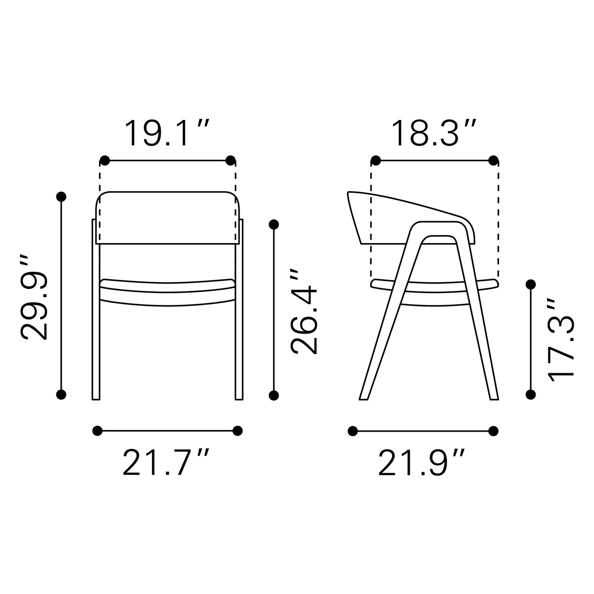 ZUO - Alden Dining Arm Chair (Set Of 2) in Walnut/Dark Gray