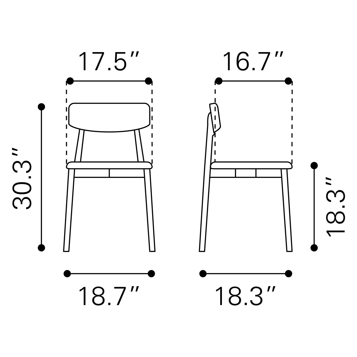 ZUO Newman Dining Chair (Set Of 2) - Walnut/Ink Blue