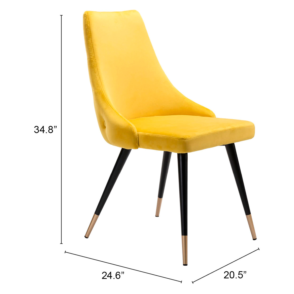 ZUO Piccolo Dining Chair (Set Of 2) - Yellow/Black/Gold