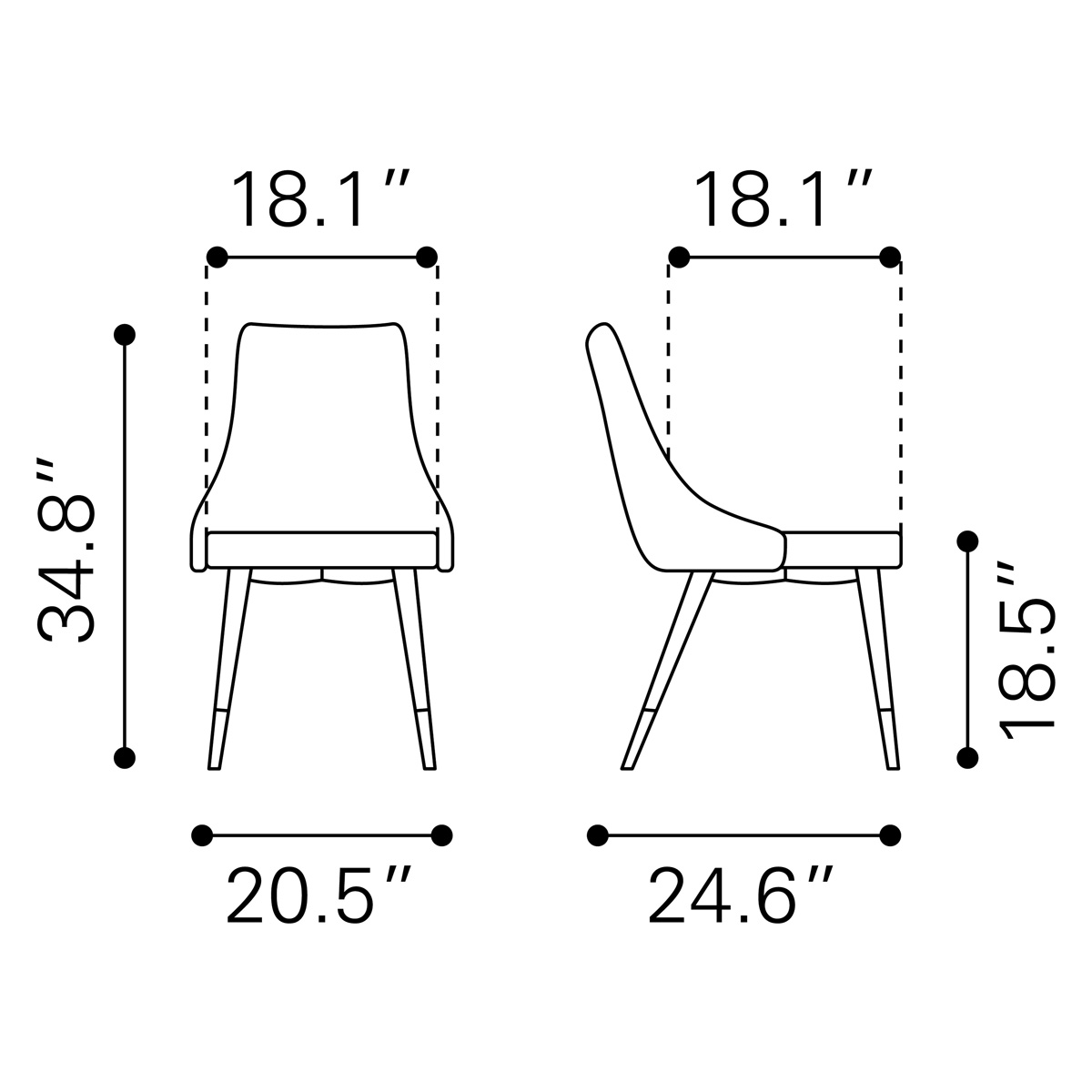 ZUO Piccolo Dining Chair (Set Of 2) - Yellow/Black/Gold