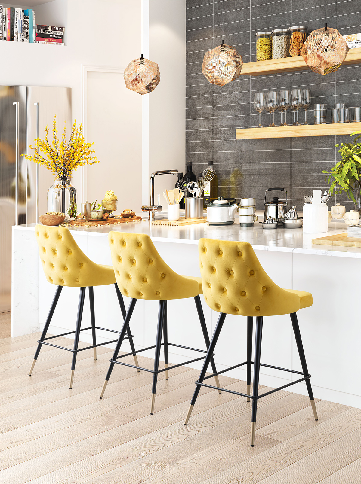 ZUO Piccolo Counter Chair - Yellow/Black/Gold