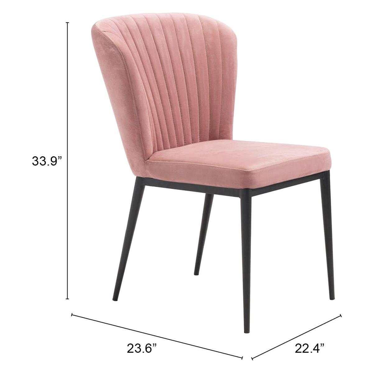 ZUO Tolivere Dining Chair Set - Pink/Black