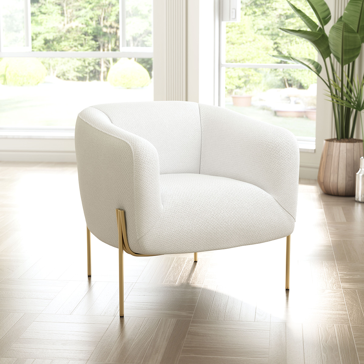 ZUO™ Micaela Arm Chair - Ivory/Gold