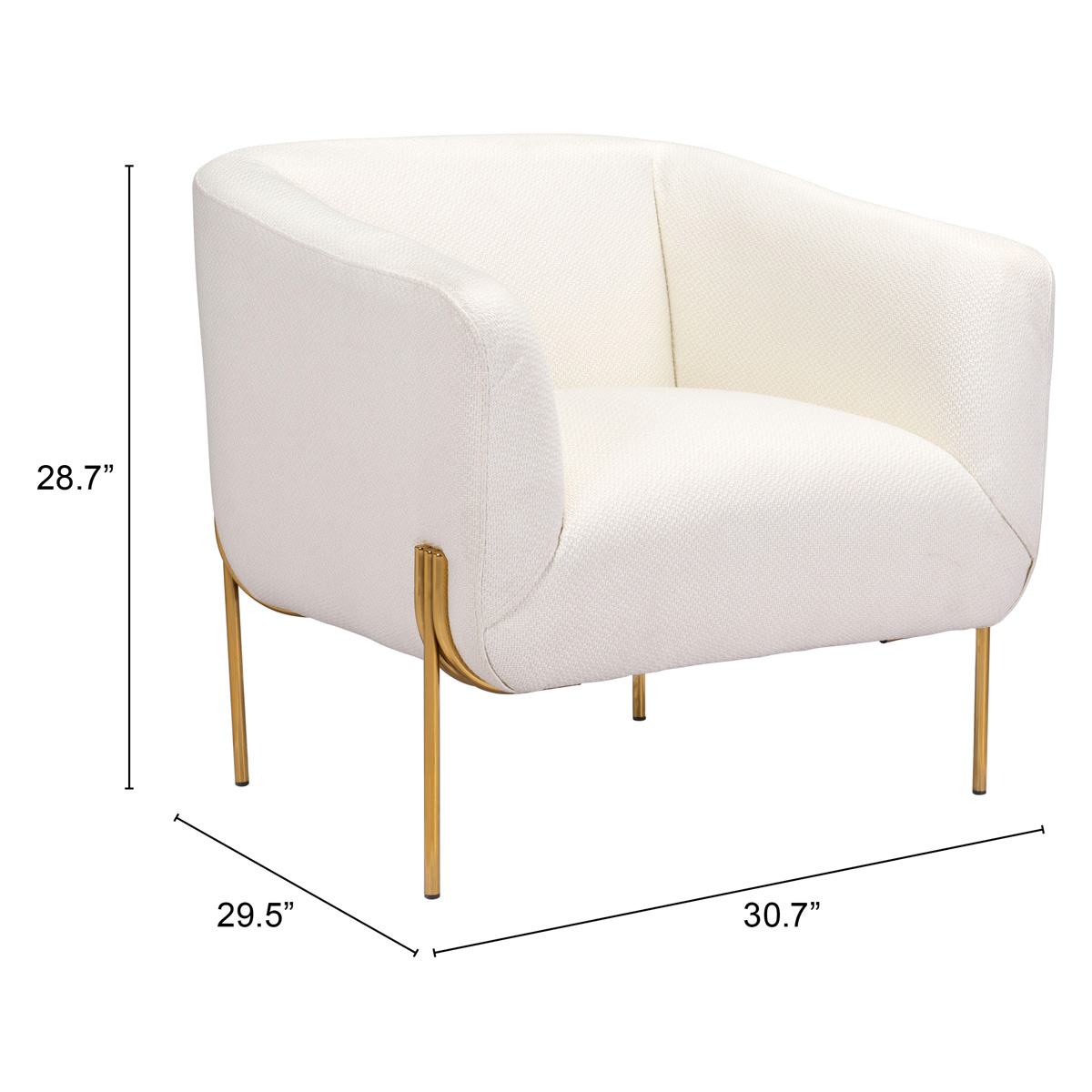 ZUO™ Micaela Arm Chair - Ivory/Gold