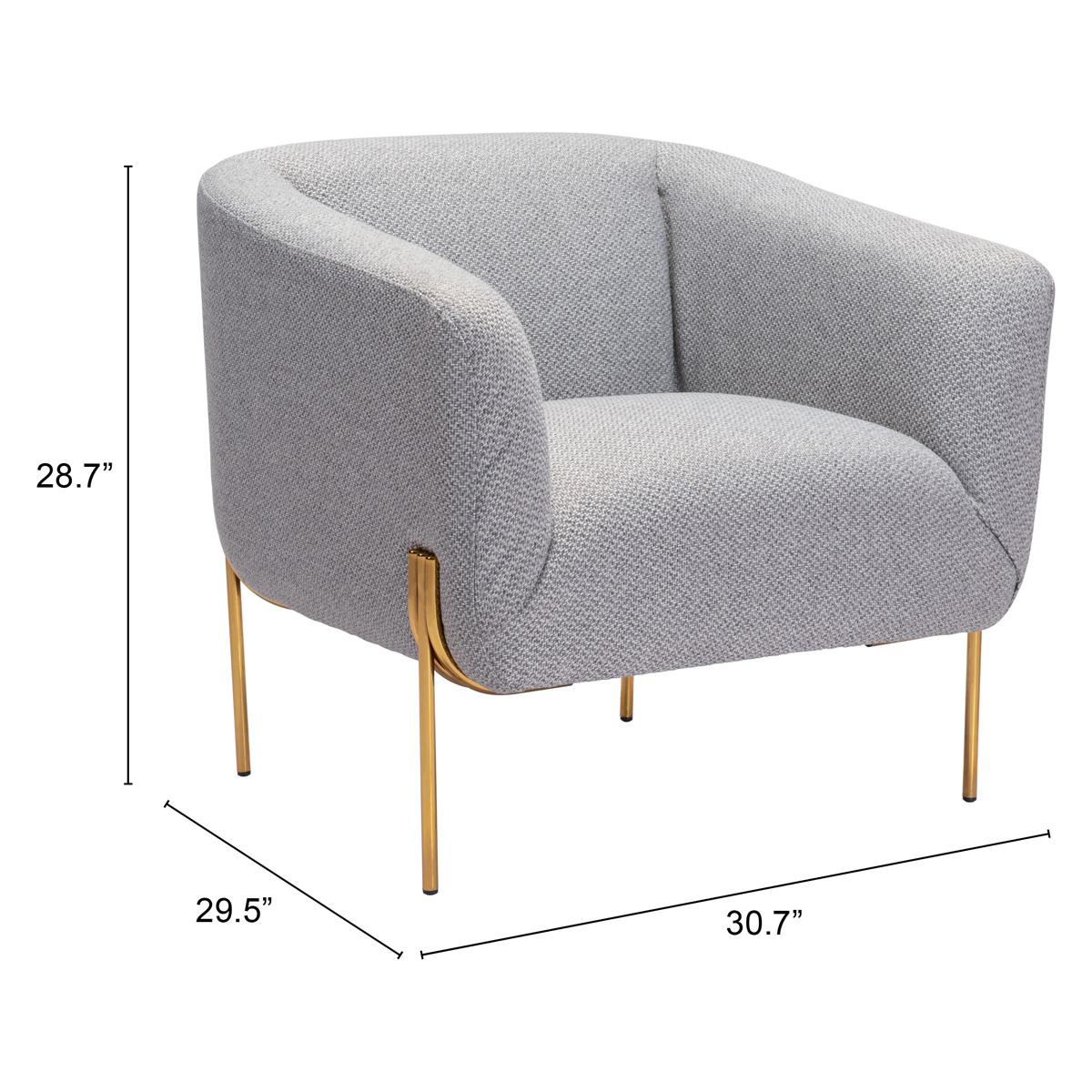 ZUO™ Micaela Arm Chair - Gray/Gold