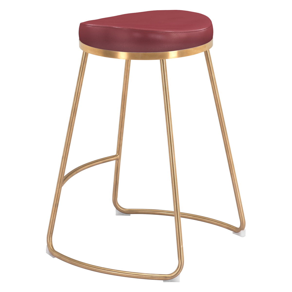 ZUO Bree Counter Stool (Set Of 2) - Burgundy/Gold