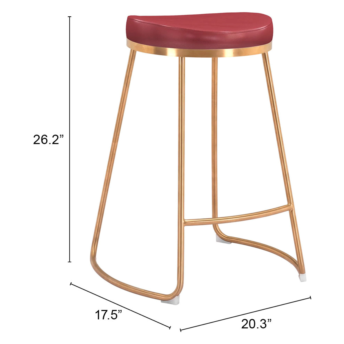 ZUO Bree Counter Stool (Set Of 2) - Burgundy/Gold