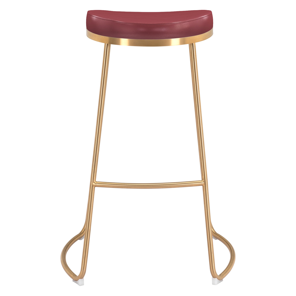 ZUO Bree Barstool (Set Of 2) - Burgundy/Gold