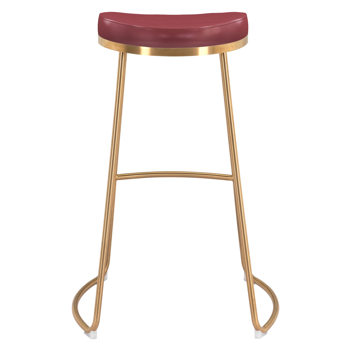 ZUO Bree Barstool (Set Of 2) - Burgundy/Gold