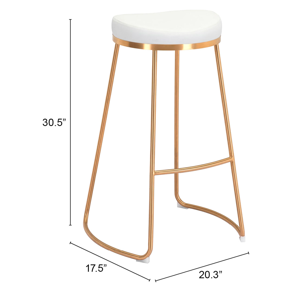 ZUO Bree Barstool (Set Of 2) - White/Gold