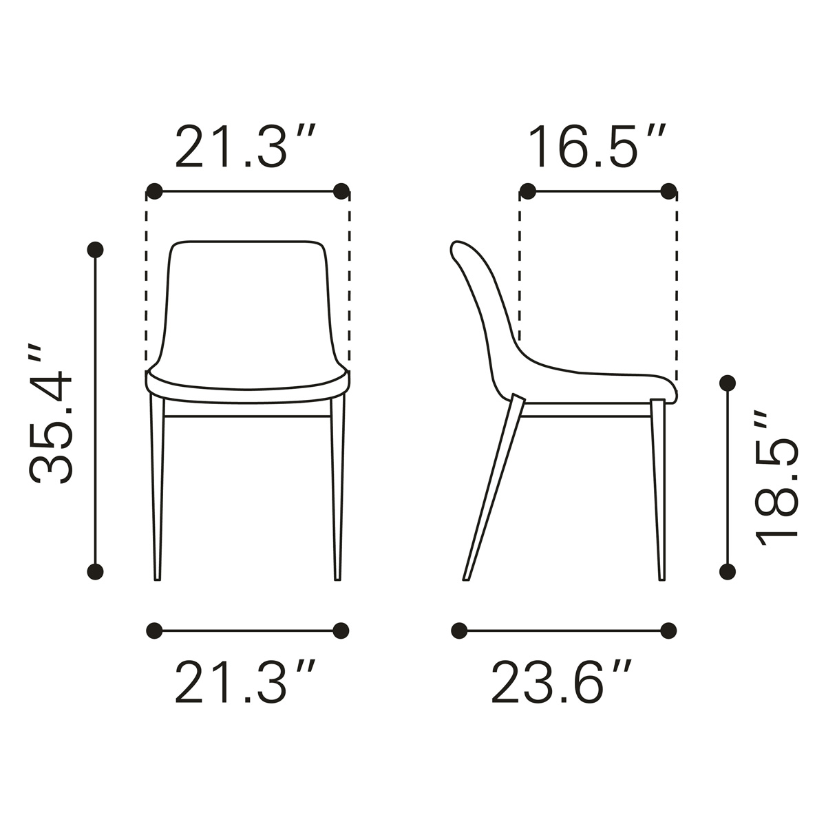 ZUO Magnus Dining Chair (Set Of 2) - White/Silver