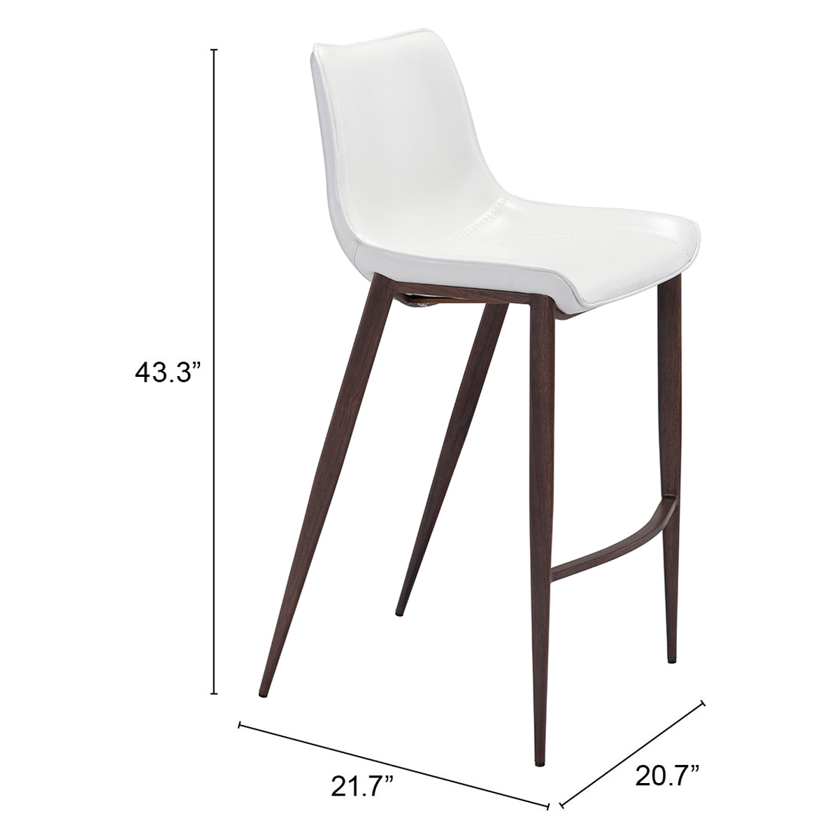 ZUO Magnus Bar Chair (Set Of 2) - White/Brown