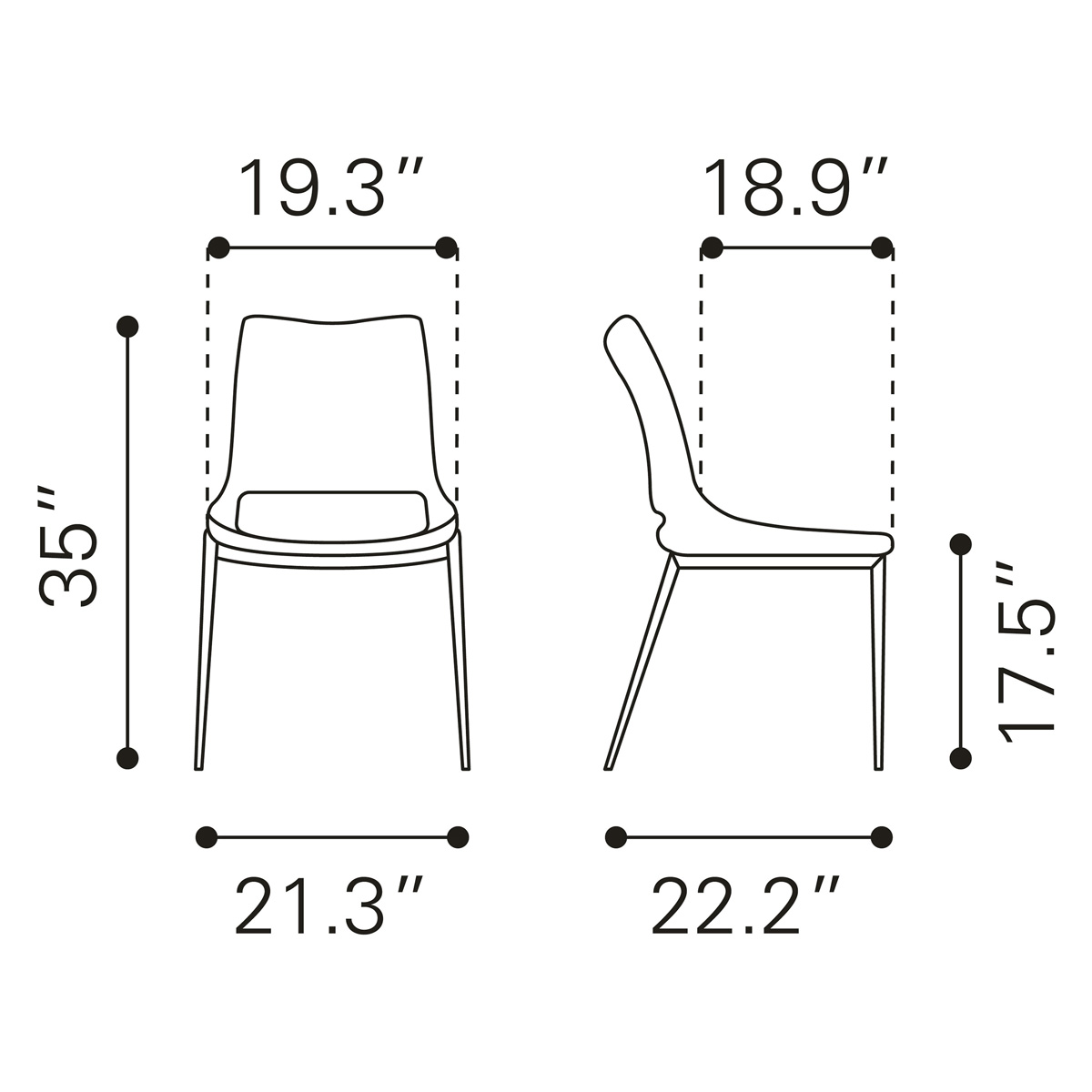 ZUO™ Ace Dining Chair (Set Of 2) - White/Silver