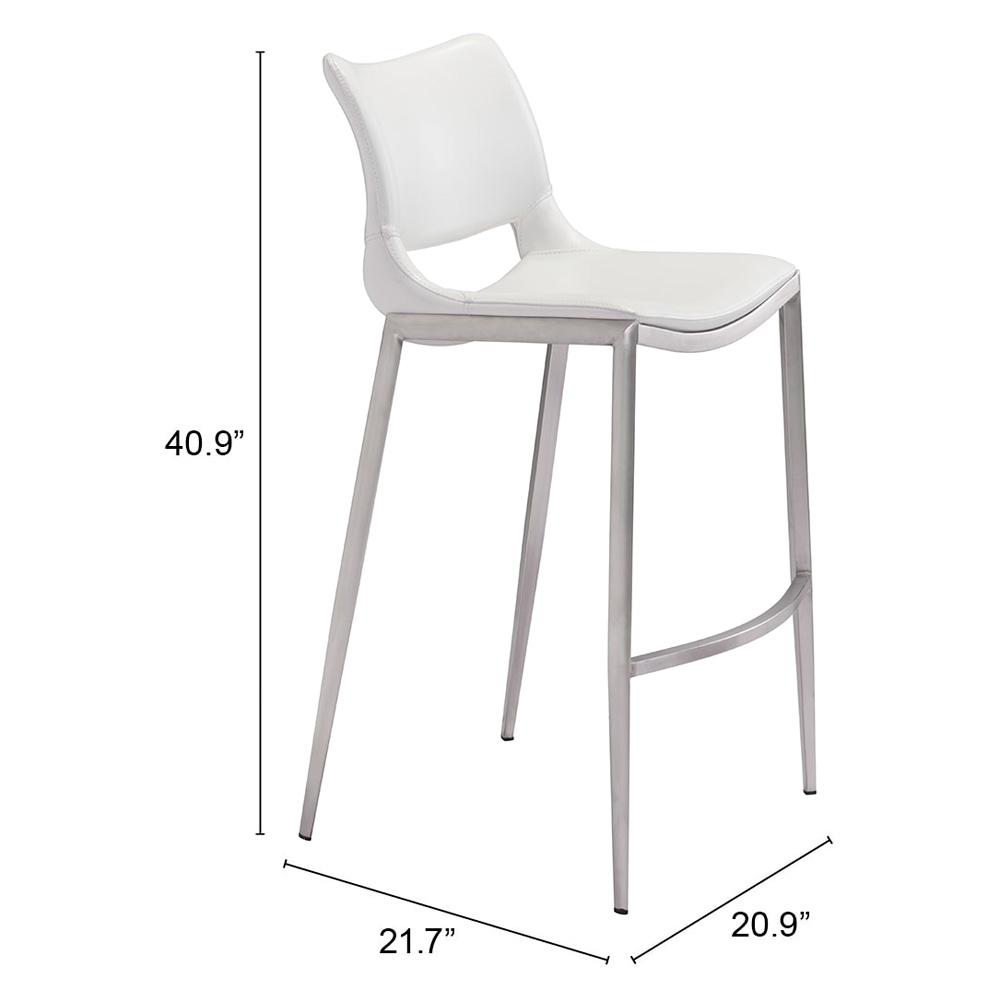 ZUO Ace Bar Chair (Set Of 2) - White/Silver