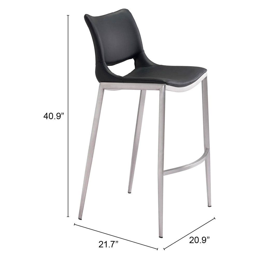 ZUO Ace Bar Chair (Set Of 2) - Black/Silver