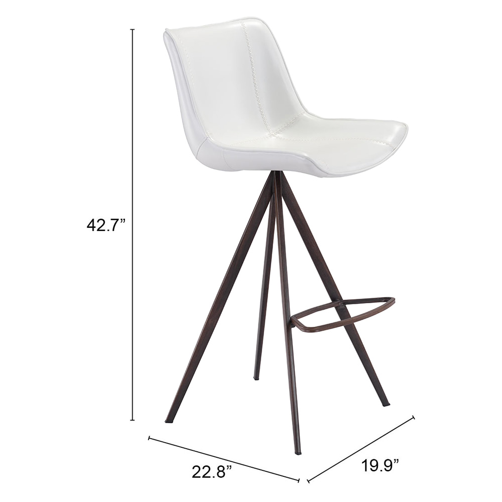 ZUO Aki Bar Chair (Set Of 2) - White/Dark Brown