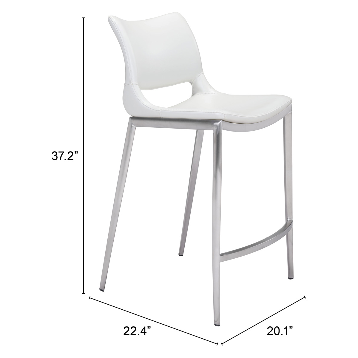 ZUO Ace Counter Chair (Set Of 2) - White/Silver