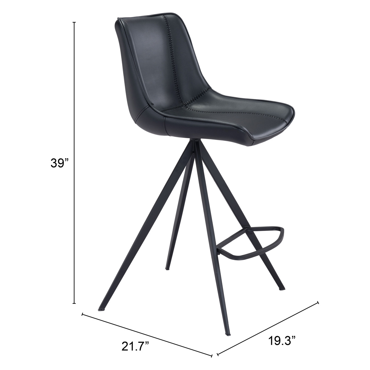 ZUO™ Aki Counter Chair (Set Of 2) - Black