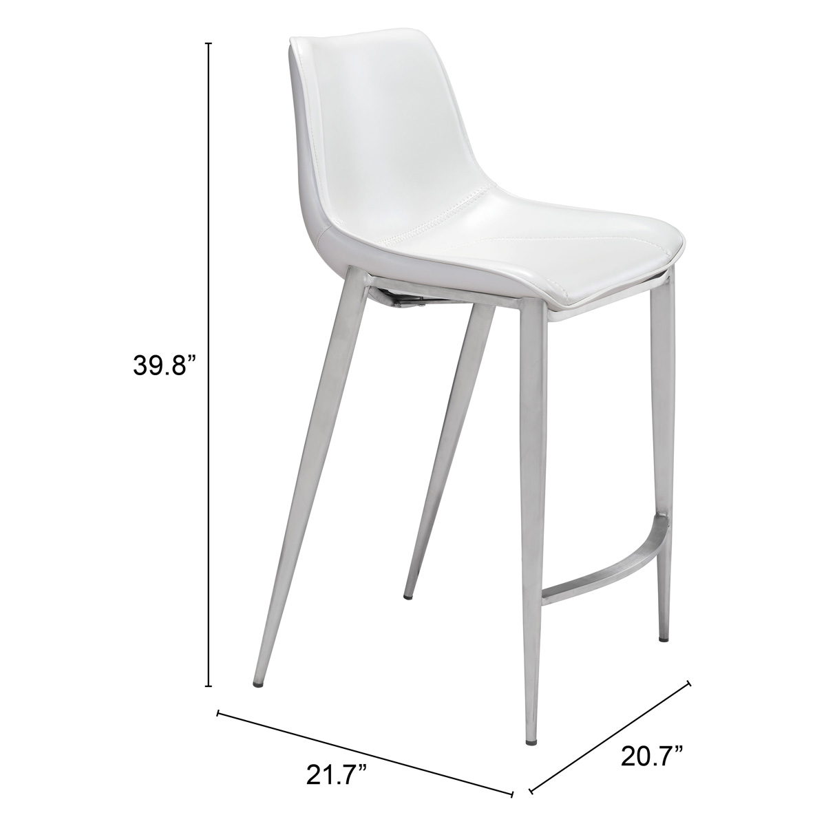 ZUO Magnus Counter Chair (Set Of 2) - White/Silver