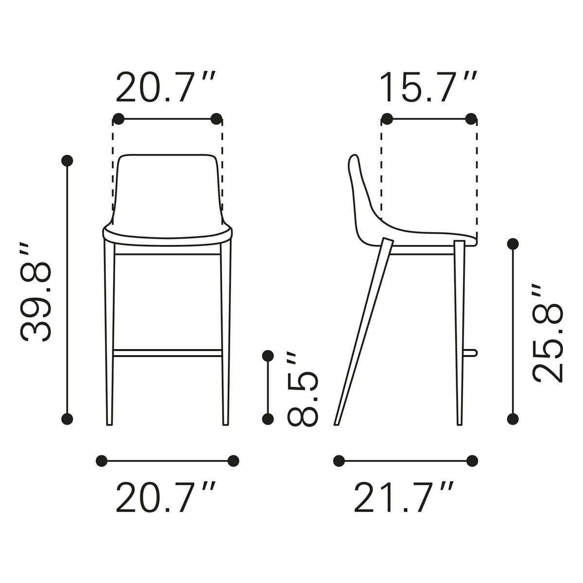 ZUO Magnus Counter Chair (Set Of 2) - White/Silver