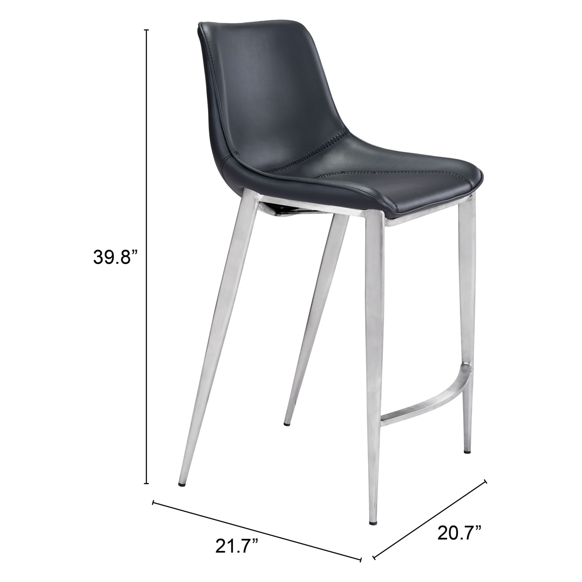 ZUO Magnus Counter Chair (Set Of 2) - Black/Silver