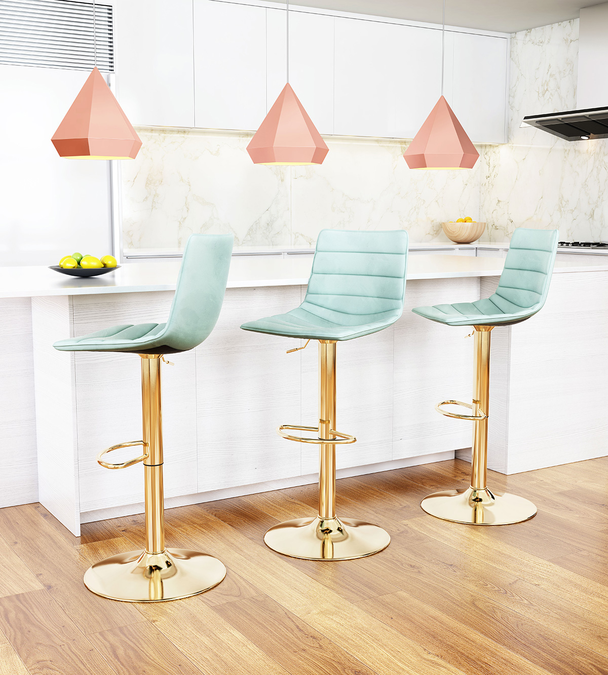 ZUO Prima Bar Chair - Light Green/Gold