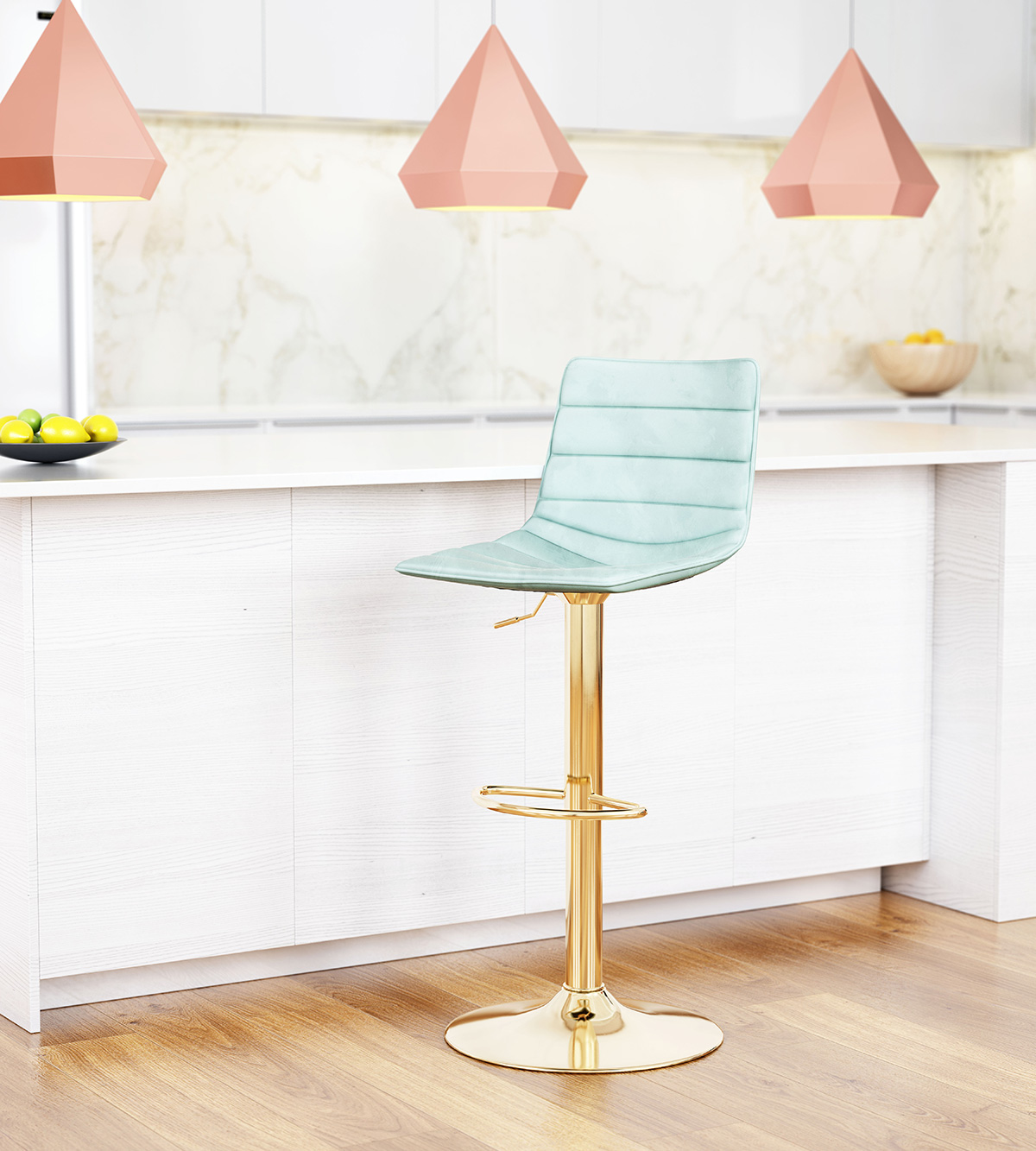 ZUO Prima Bar Chair - Light Green/Gold