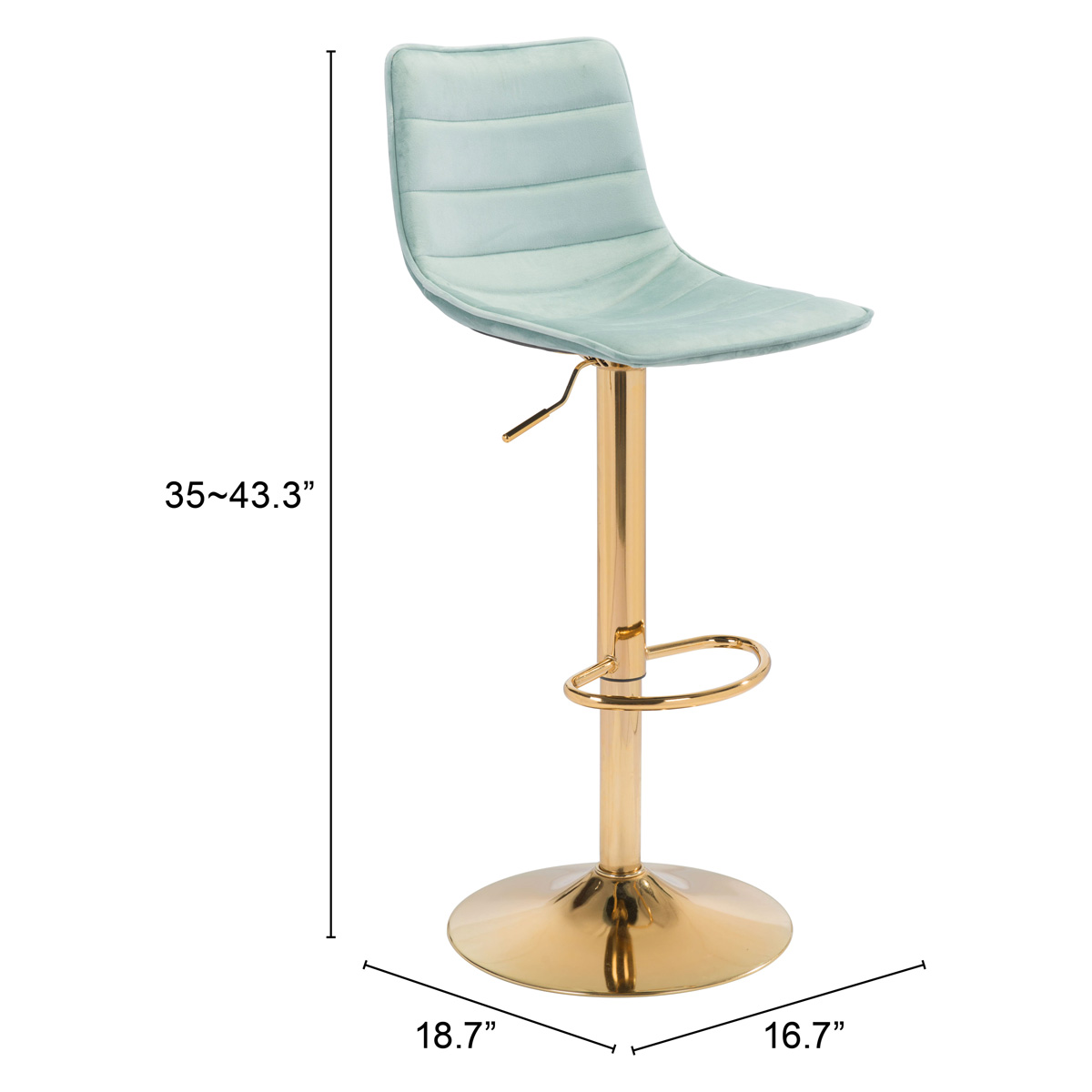 ZUO Prima Bar Chair - Light Green/Gold