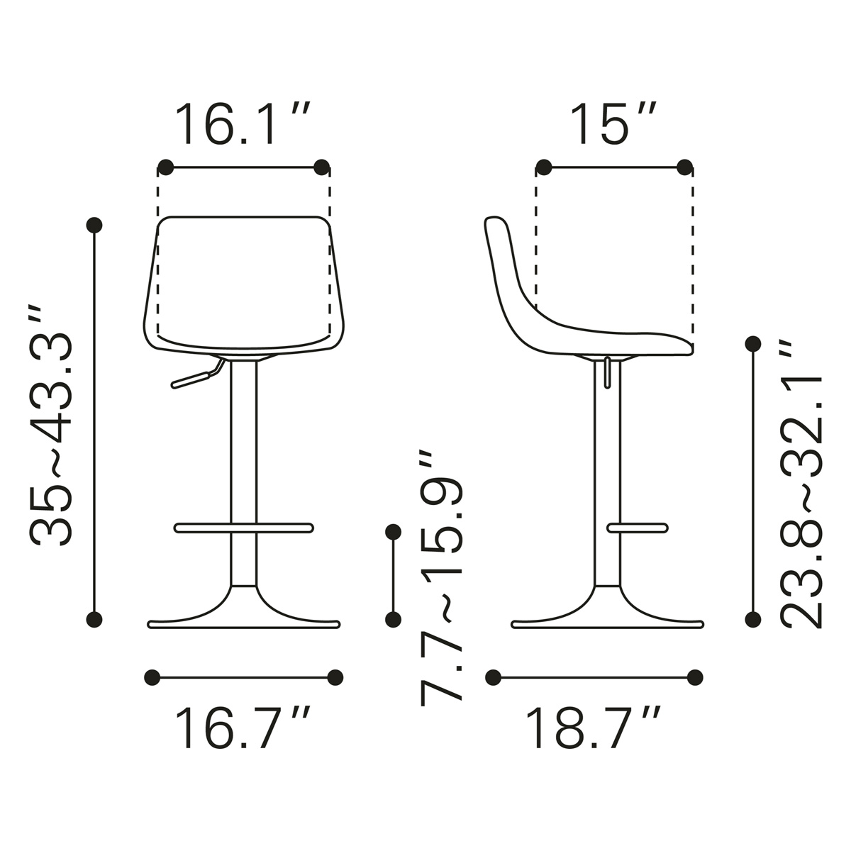 ZUO Prima Bar Chair - Light Green/Gold