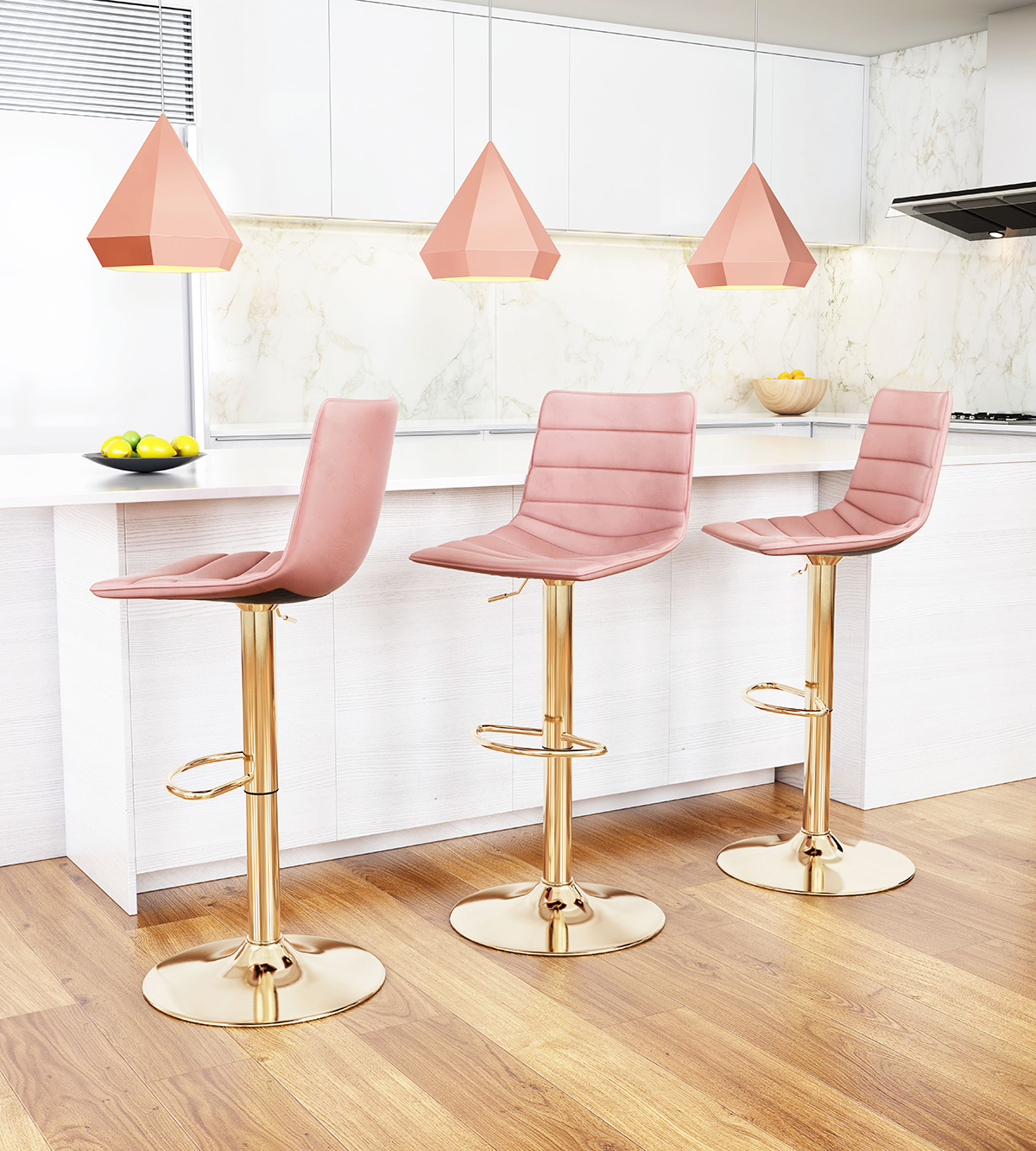 ZUO Prima Bar Chair - Pink/Gold