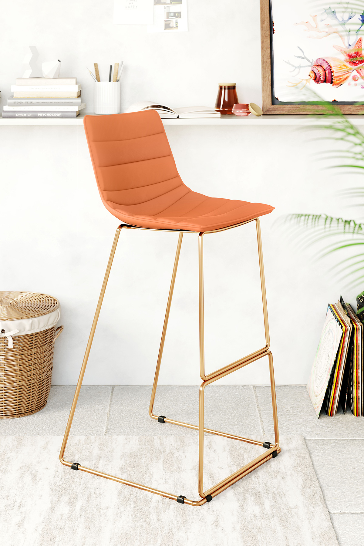 ZUO Adele Bar Chair - Orange