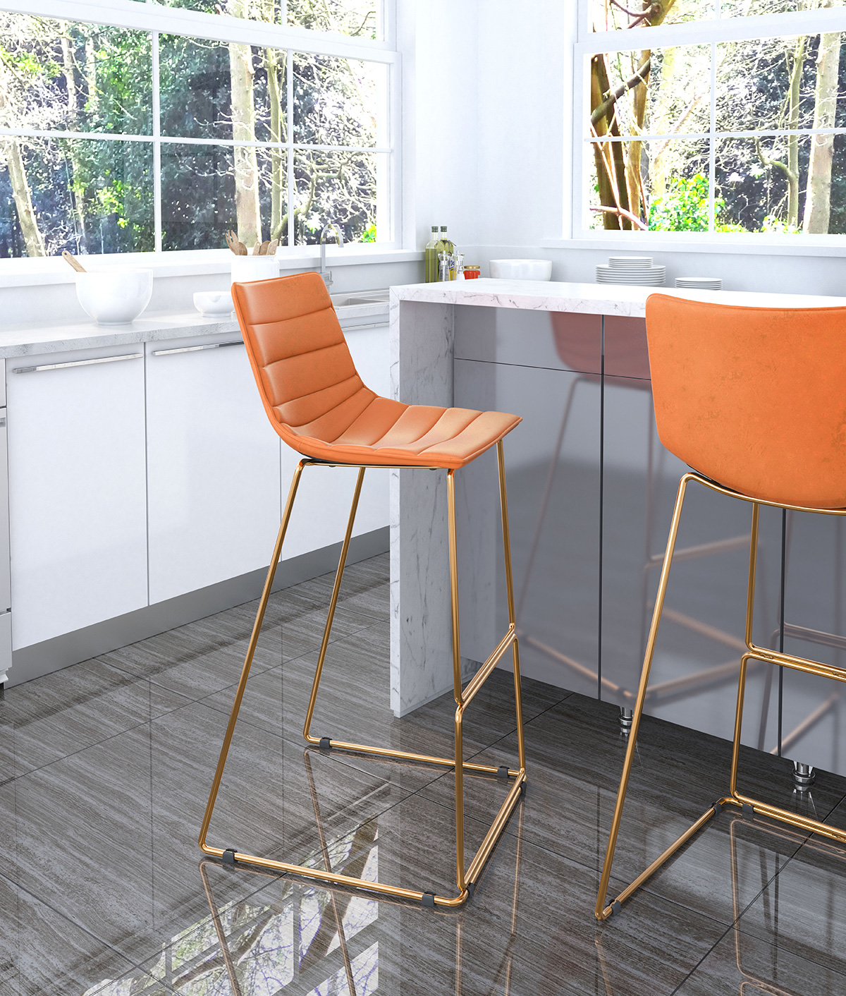 ZUO Adele Bar Chair - Orange