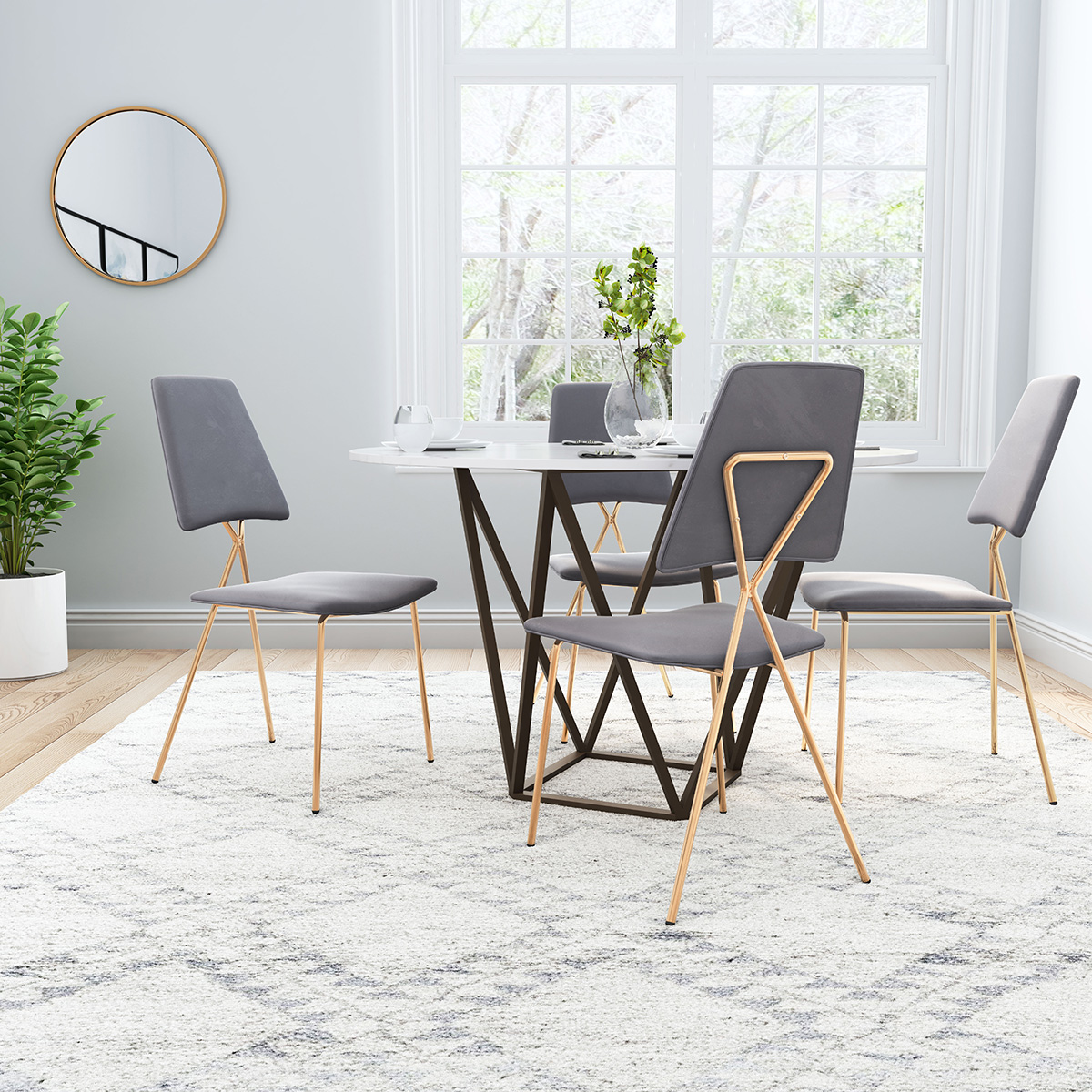 ZUO Chloe Dining Chair (Set Of 2) - Gray/Gold