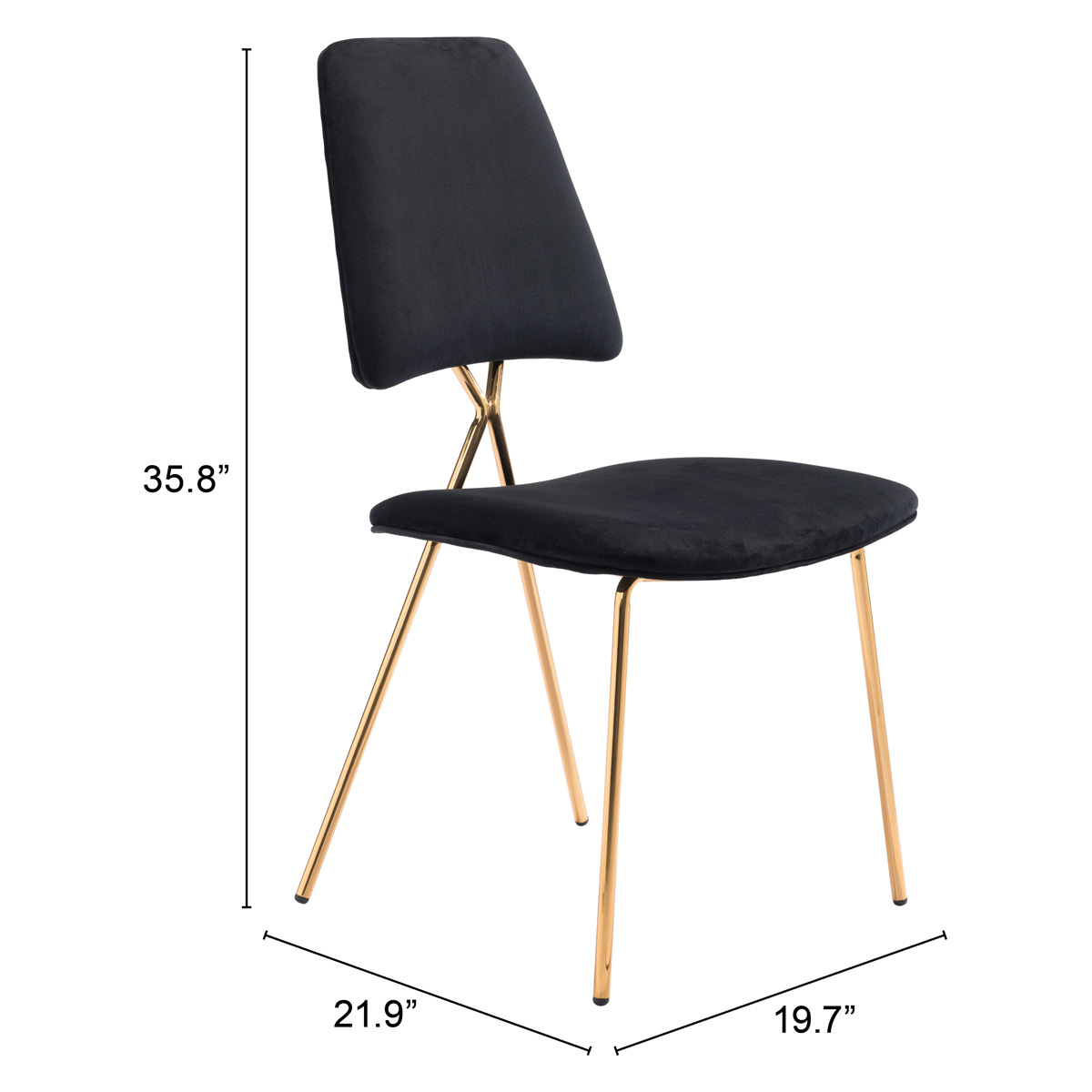 ZUO™ Chloe Dining Chair (Set Of 2) - Black/Gold