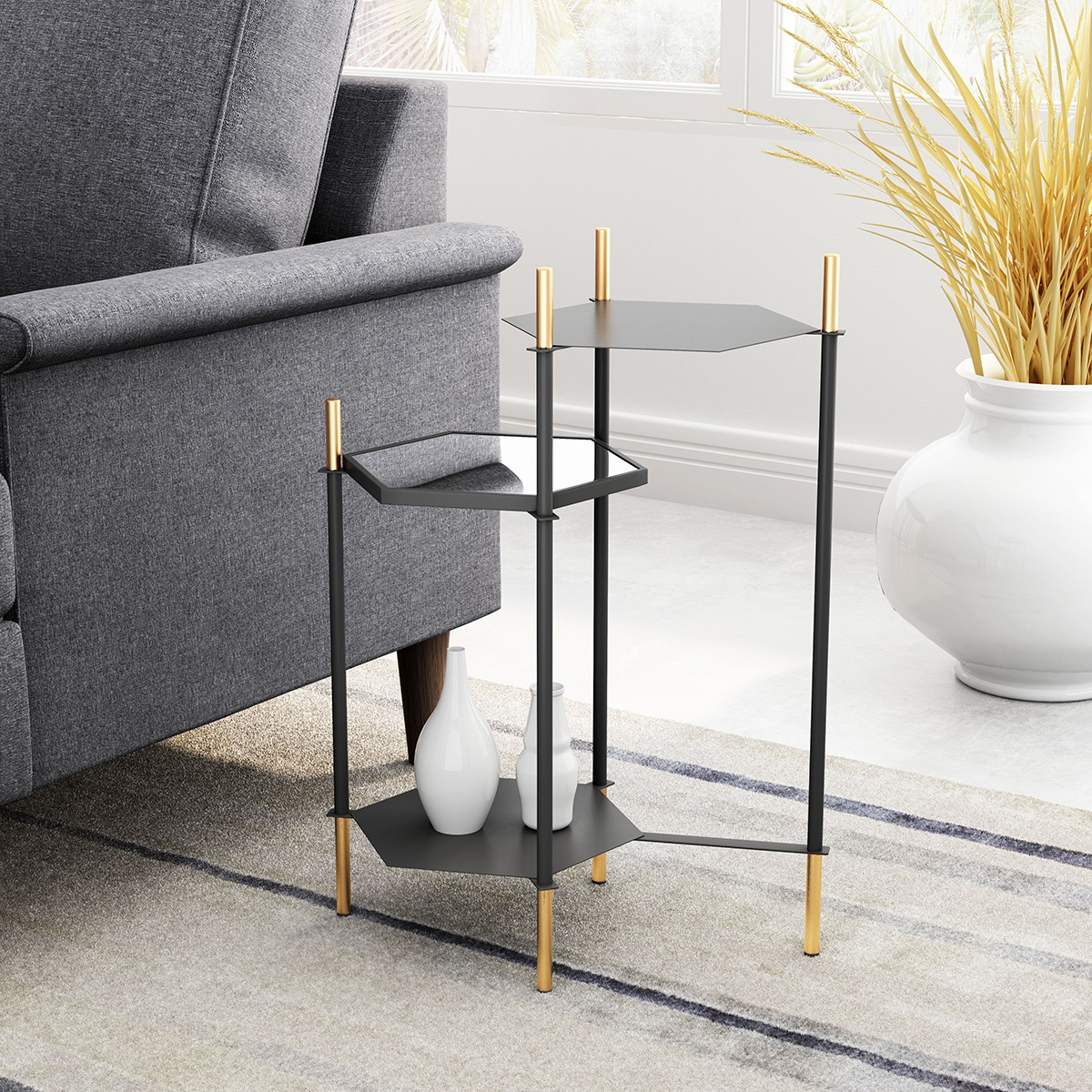 ZUO - William Side Table in Gold/Black