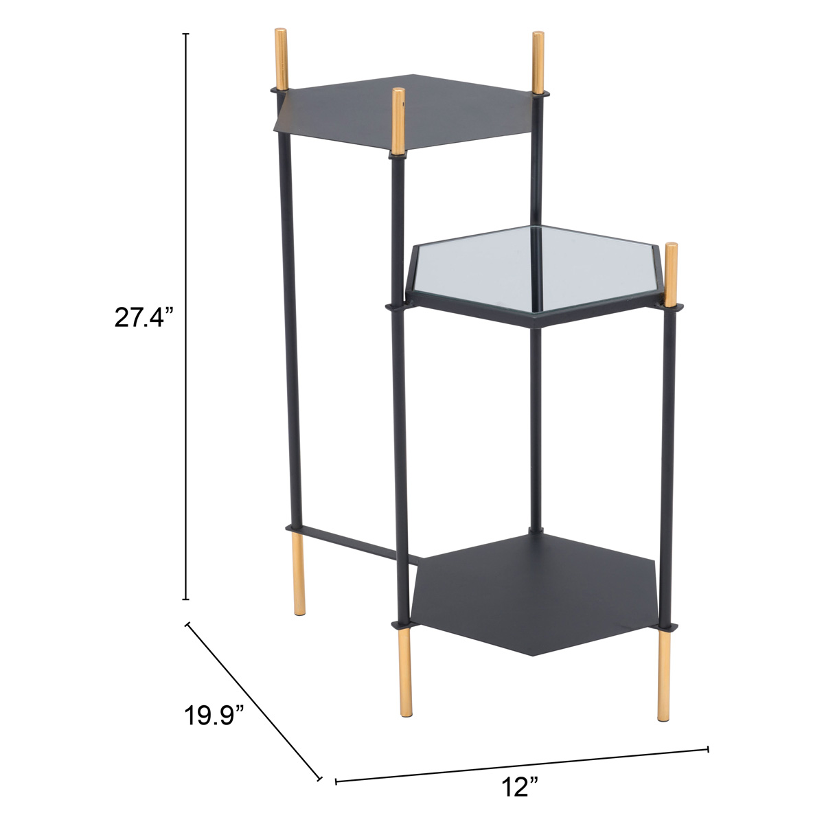 ZUO - William Side Table in Gold/Black