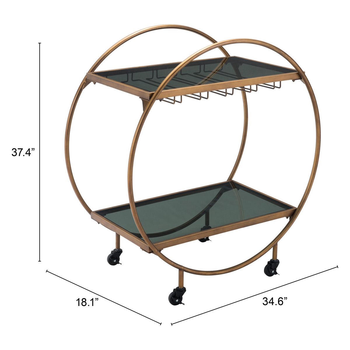 ZUO Arc Bar Cart - Gold/Black