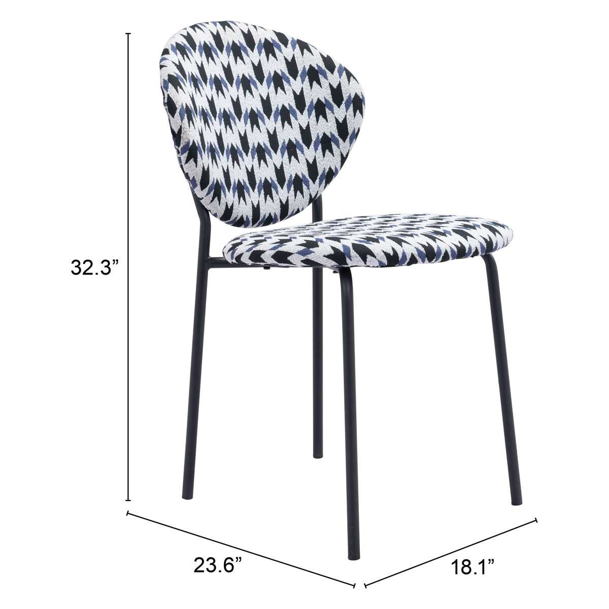 ZUO Clyde Dining Chair (Set Of 2) - Houndstooth/Black