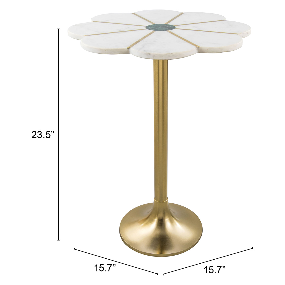 ZUO - Scallop Side Table in White/Green/Gold