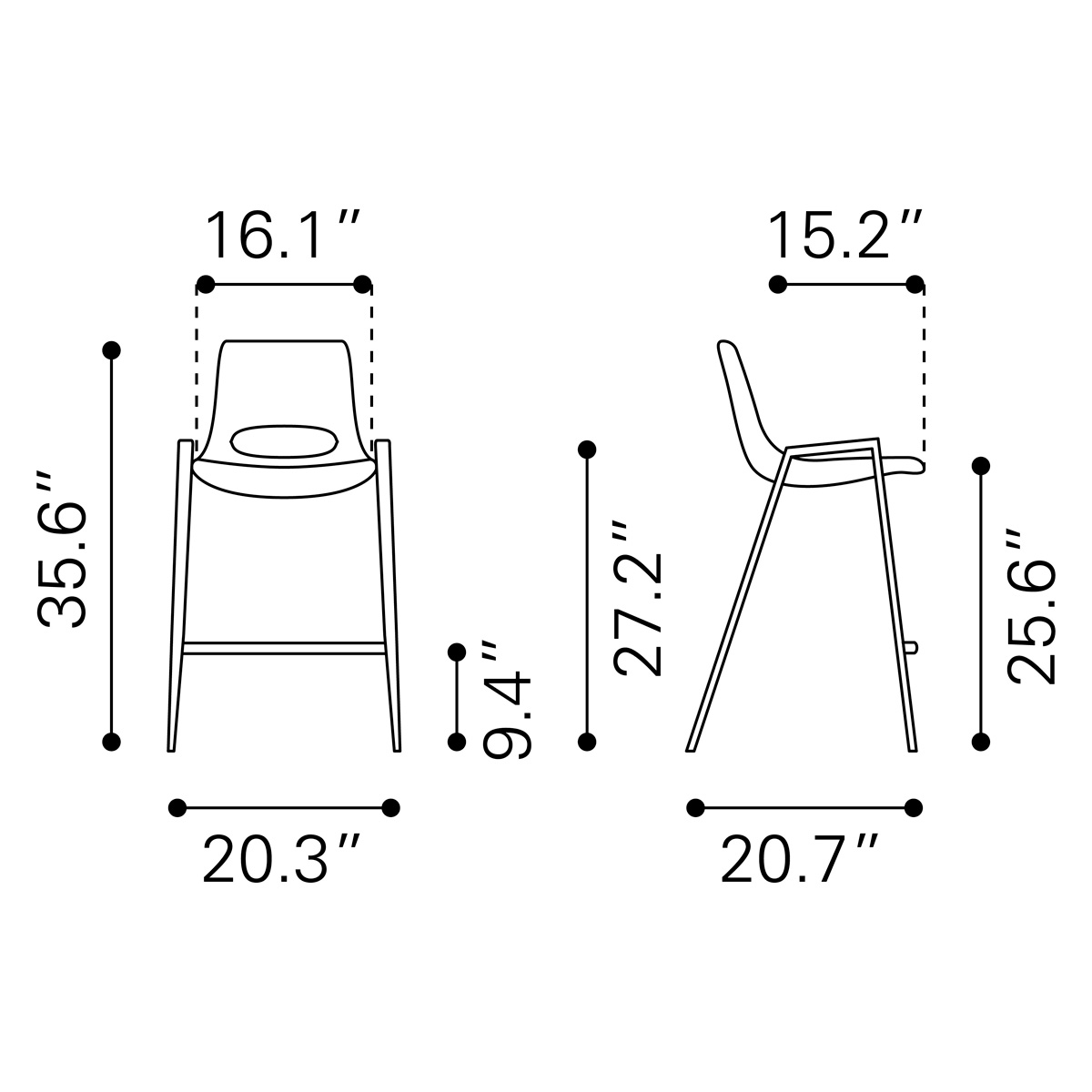 ZUO Desi Counter Chair (Set Of 2) - Gray/Dark Brown