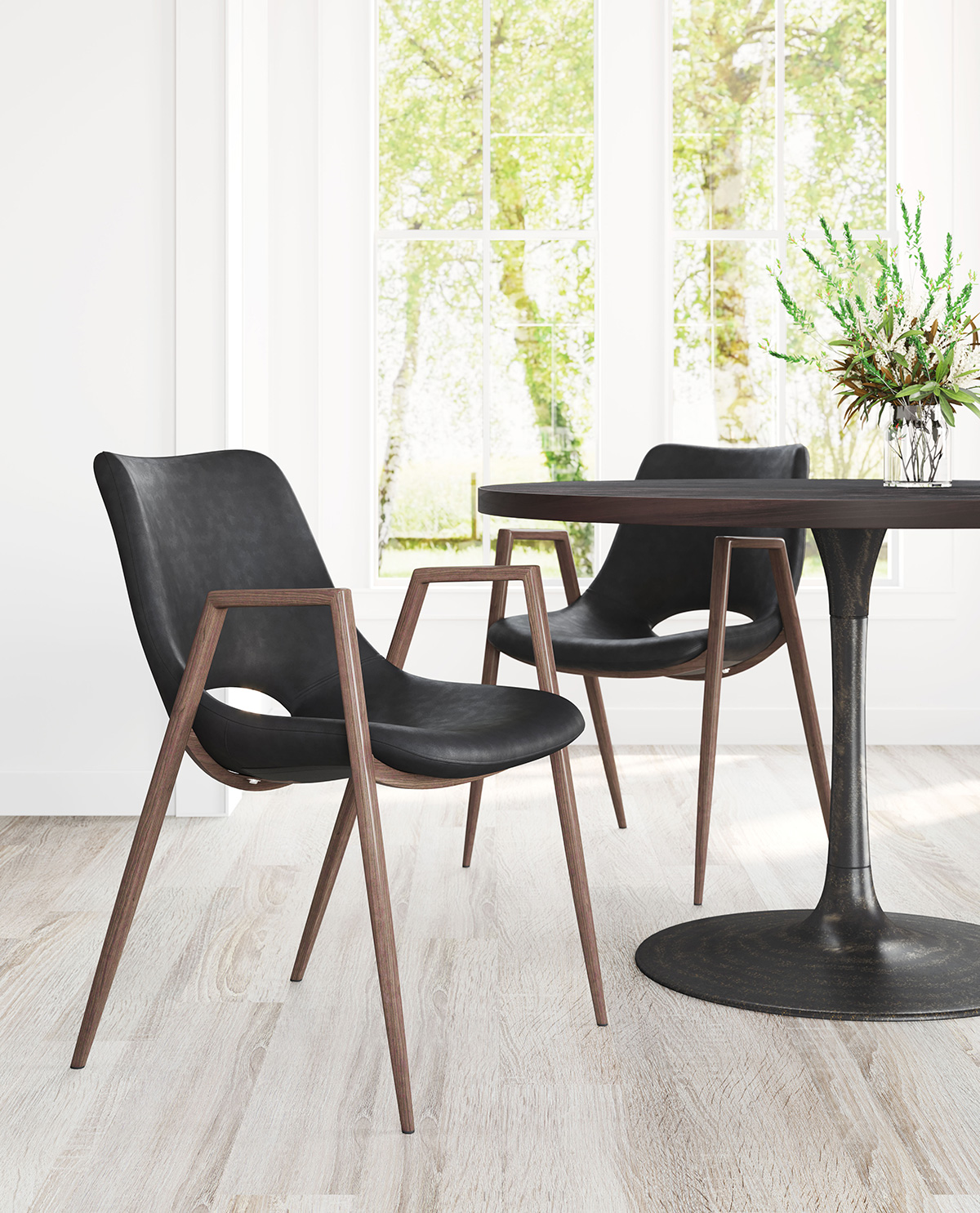 ZUO Desi Dining Chair (Set Of 2) - Black/Dark Brown