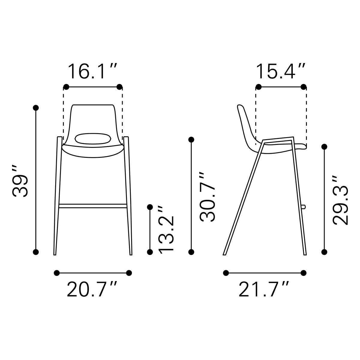 ZUO Desi Bar Chair (Set Of 2) - Gray/Dark Brown